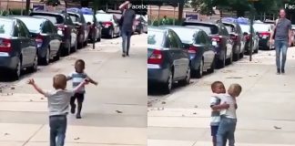 best buds hug after 2 days apart