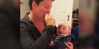 baby laughing at grandma