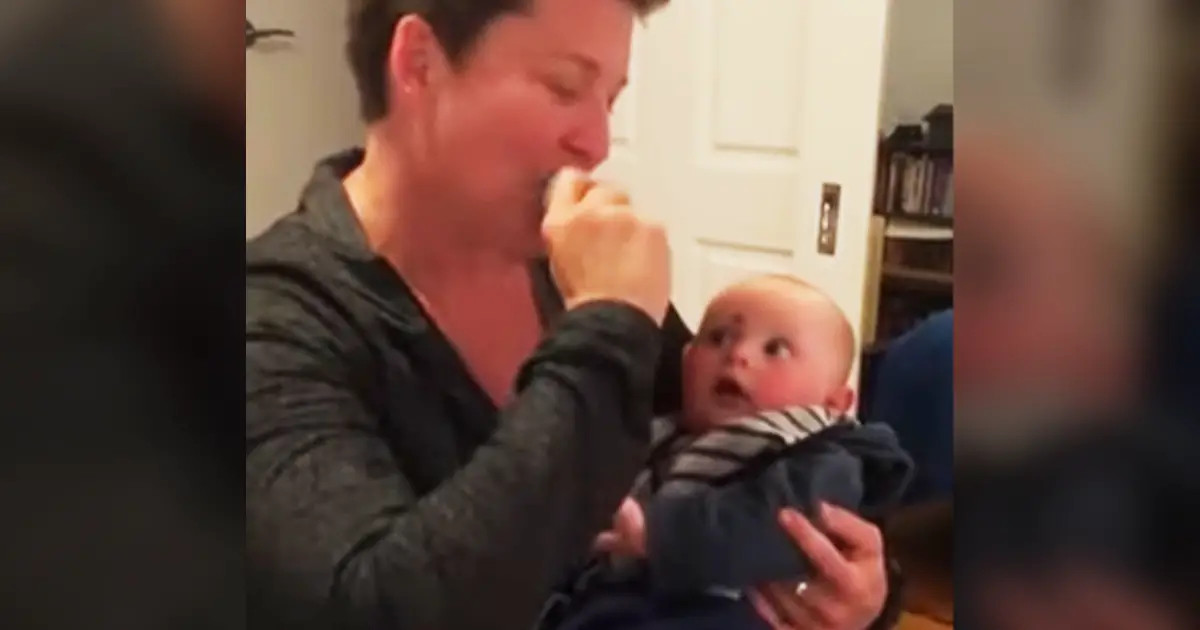 baby laughing at grandma