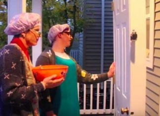 grandma with a door halloween