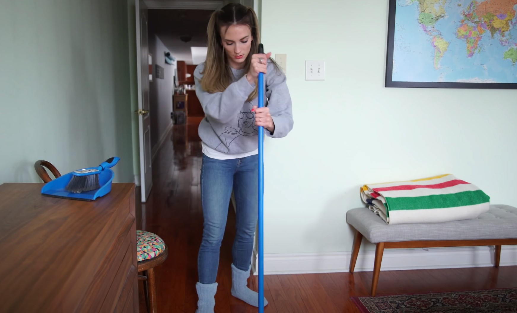 sweeping floor