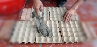 Wet Cement And Egg Cartons