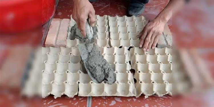 Wet Cement And Egg Cartons