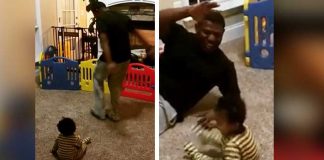 Dad has a dance-off with his baby