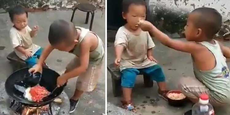 brother cooking fry rice