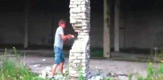 man-collapses-building