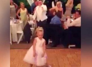 Cute Flower Girl Steals Spotlight With Her Moves During Wedding Reception
