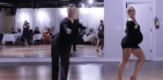 Pregnant woman dancing salsa