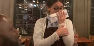 Waitress customer tip