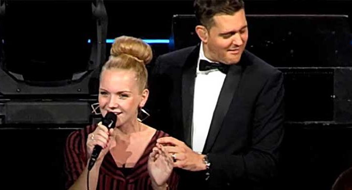 Fan Joins Michael Buble’s Stage
