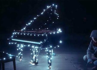 Piano Outside During Christmas