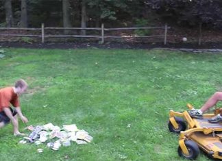 Dad Shreds lawn mower