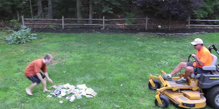 Dad Shreds lawn mower