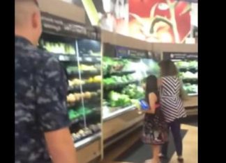 millitary brother on shopping mall