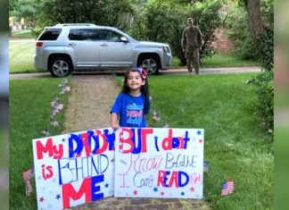 Little girl can’t read sign