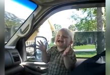 Baby gets wild praising the Lord